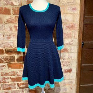 Lilly Pulitzer Navy Knit Fit-and-Flare Dress with Turquoise Trim